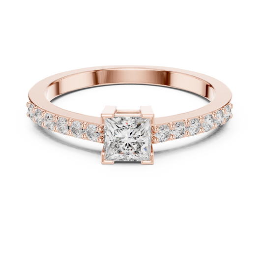 Princess Cut Lab Diamond Pavé Engagement Ring - View 2