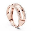 Round Cut Moissanite Diamond Men's Modern Side Cutout Architectural Wedding Band - View 8