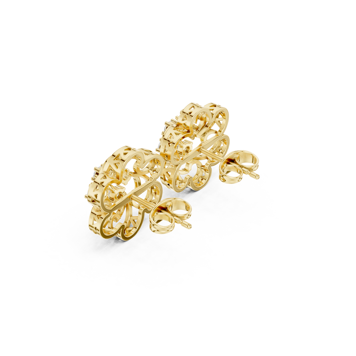 Floral Filigree Swirl Round Brilliant Cut Moissanite Diamond Stud Earrings Openwork Cluster - View 10