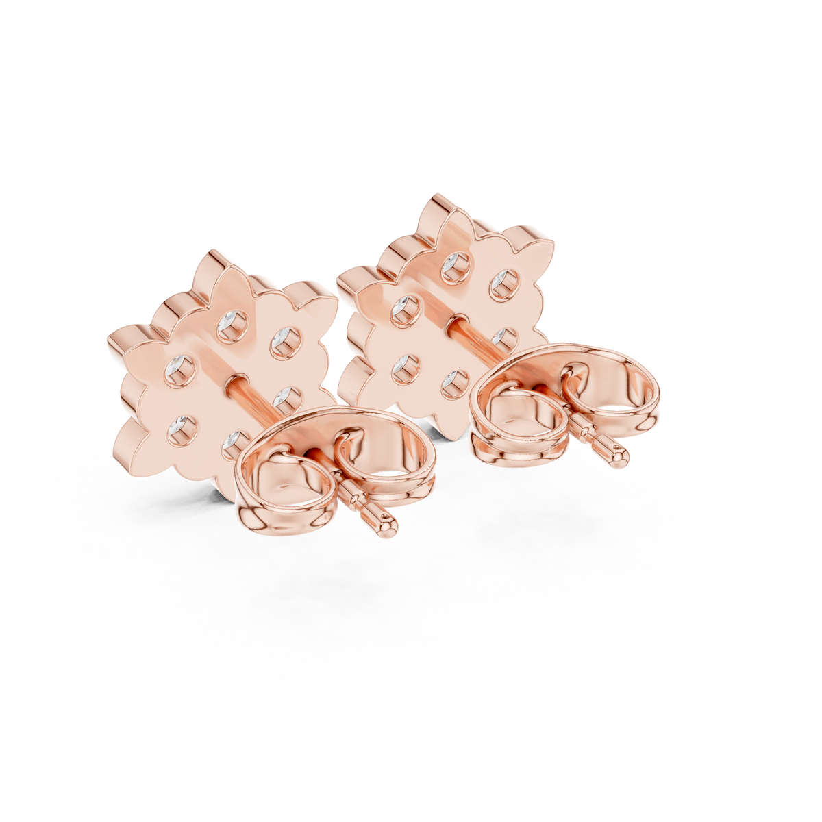 Celestial Bloom Lab Diamond Cluster Stud Earrings with Petal Inspired Floral Geometry - View 8