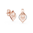 Layered Leaf Round Moissanite Diamond Geometric Stud Earrings with Pavé Detail - View 8