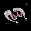 Swirl Red Gemstone Pear Drop Earrings with Pavé Lab Diamond Accents - View 4