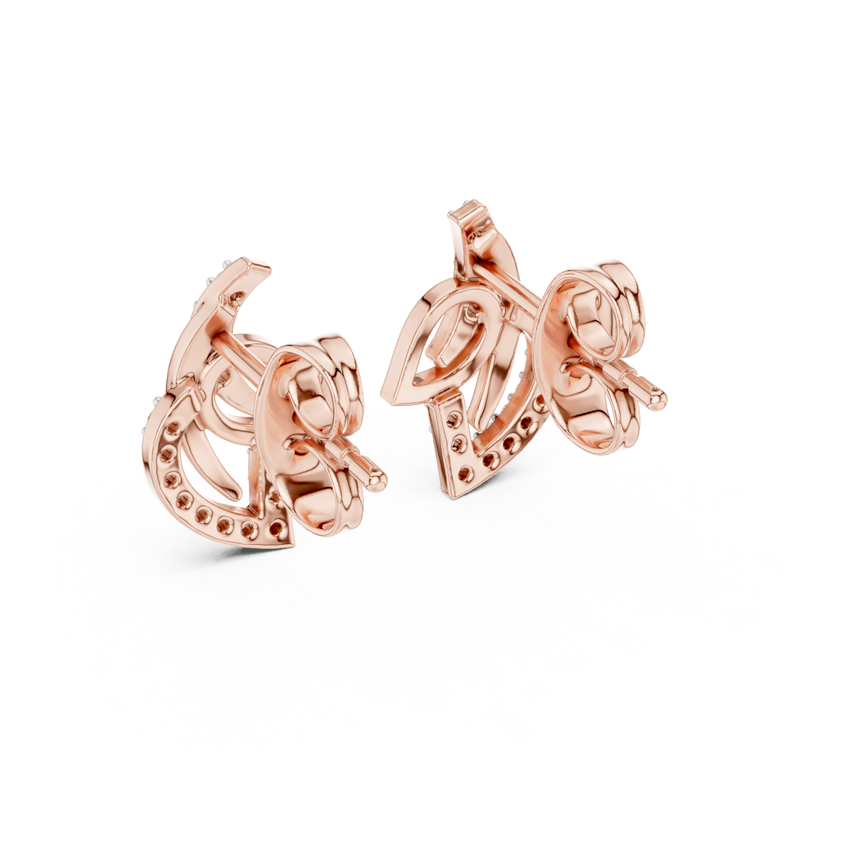 Interwoven Curve Round Lab Grown Diamond Earrings with Sparkle - View 11