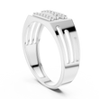 Round Cut Lab Grown Diamond Men's Architectural Side Cutout Statement Band - View 9