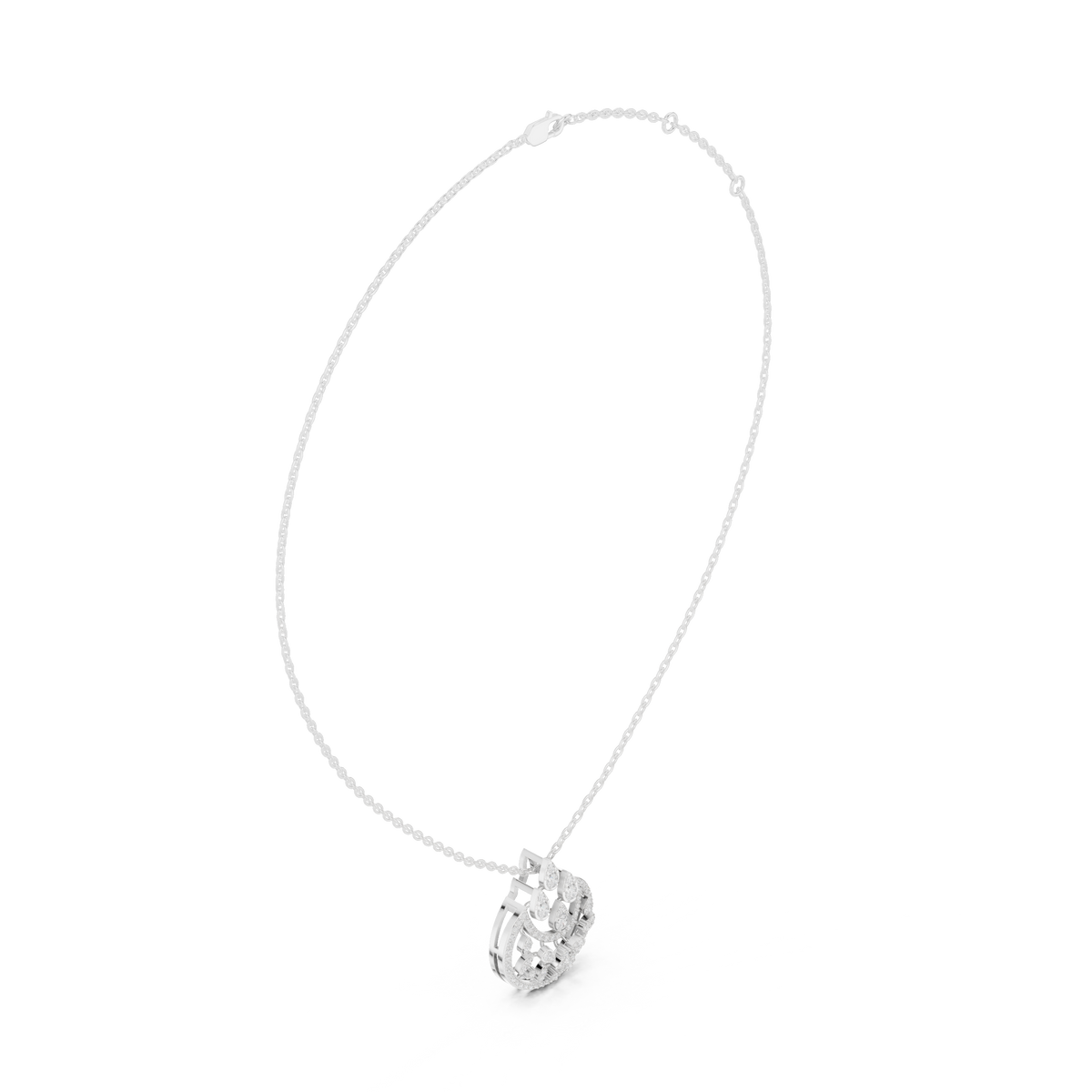 Chandelier Droplet Layering Pendant with Multi Stone Moissanite Diamond - View 12