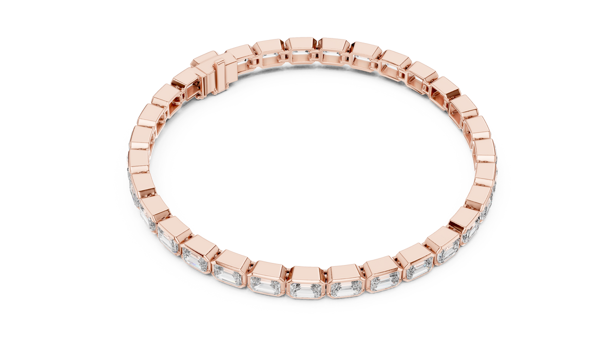 Emerald Cut Lab Diamond Octagonal Link Tennis Bracelet - View 8