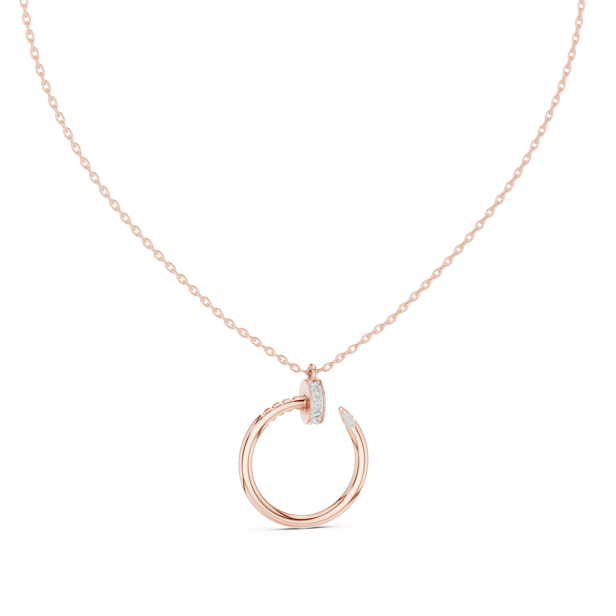 Spiral Hardware Pattern Statement Pendant with Round Moissanite Diamond - View 8