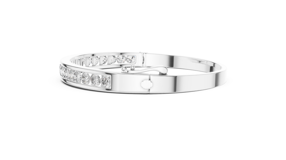 Round Cut Lab Diamond Hinged Bangle with Channel Setting - View 12