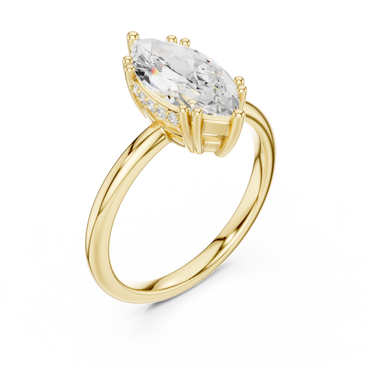Solitaire Marquise Cut Moissanite Diamond Ring - View 2