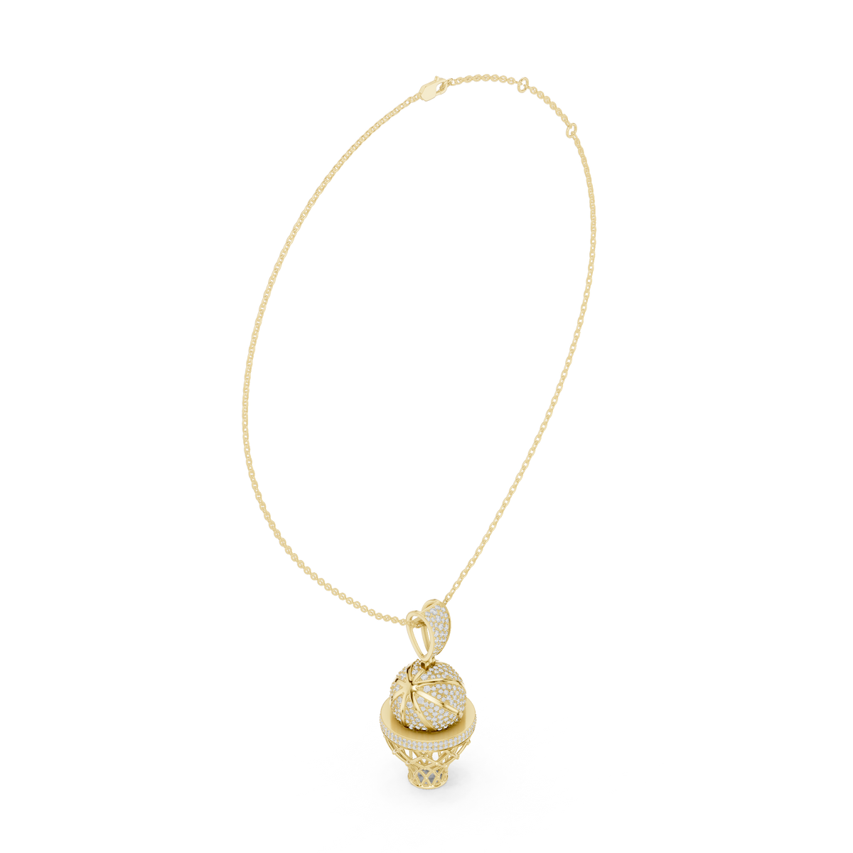 Sports Theme Ball Motif Charm Pendant with Round Moissanite Diamond - View 10