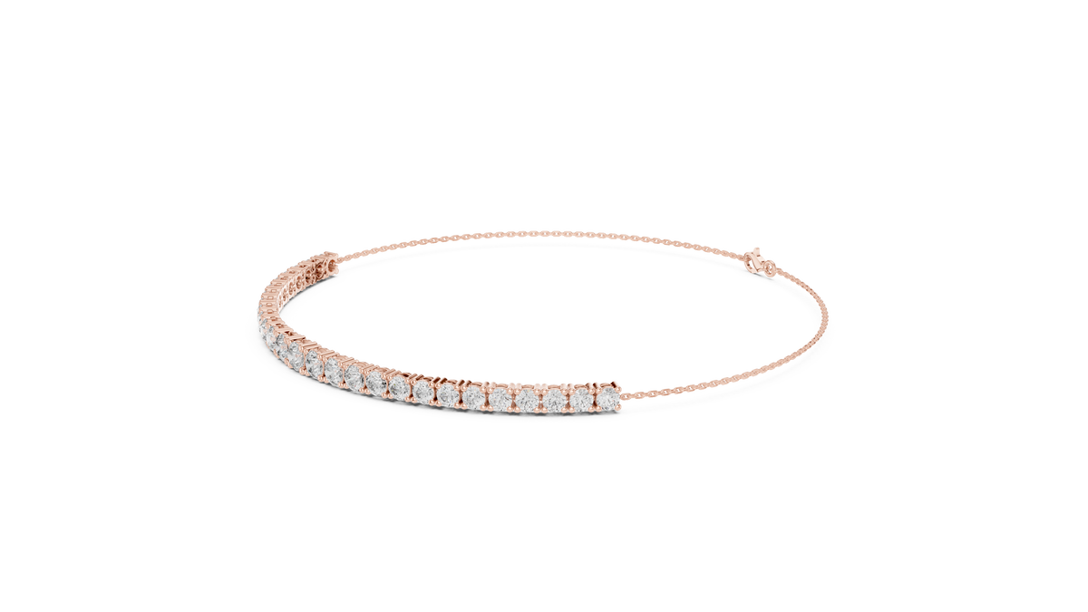 Single Classic Row Round Lab Diamond Tennis Bracelet - View 5