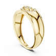 Round Cut Moissanite Diamond Men's Modern Split Link Pave Gold Engagement Ring - View 7