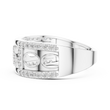 Round Cut Moissanite Diamond Men's Oval Medallion Openwork Gold Ring - View 12