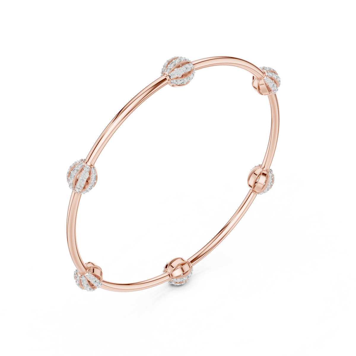 Round Lab Diamond Bracelet with Pave Studded Orb Accents - View 5