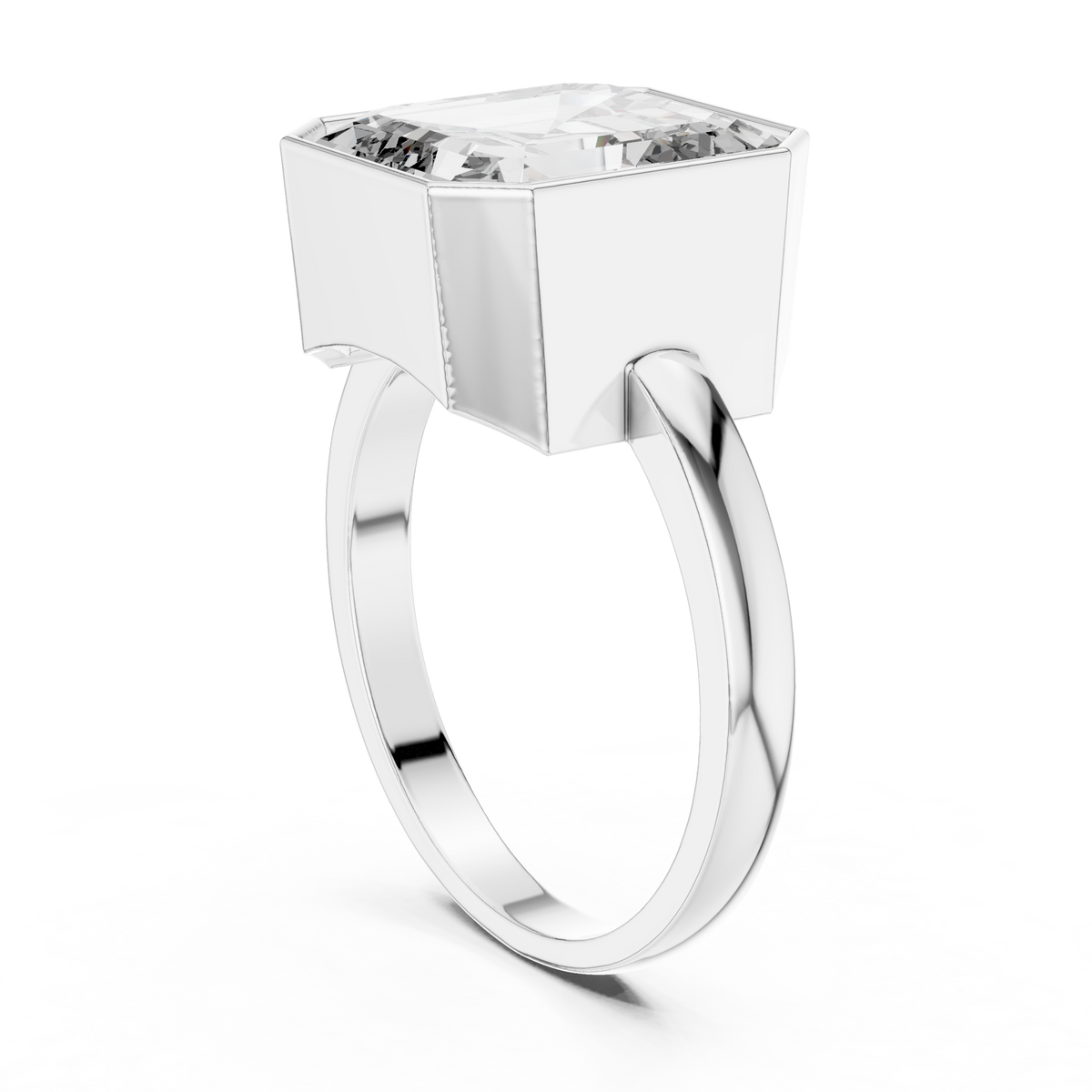Asscher Cut Lab Grown Diamond Men's Full Bezel Engagement Ring - View 12