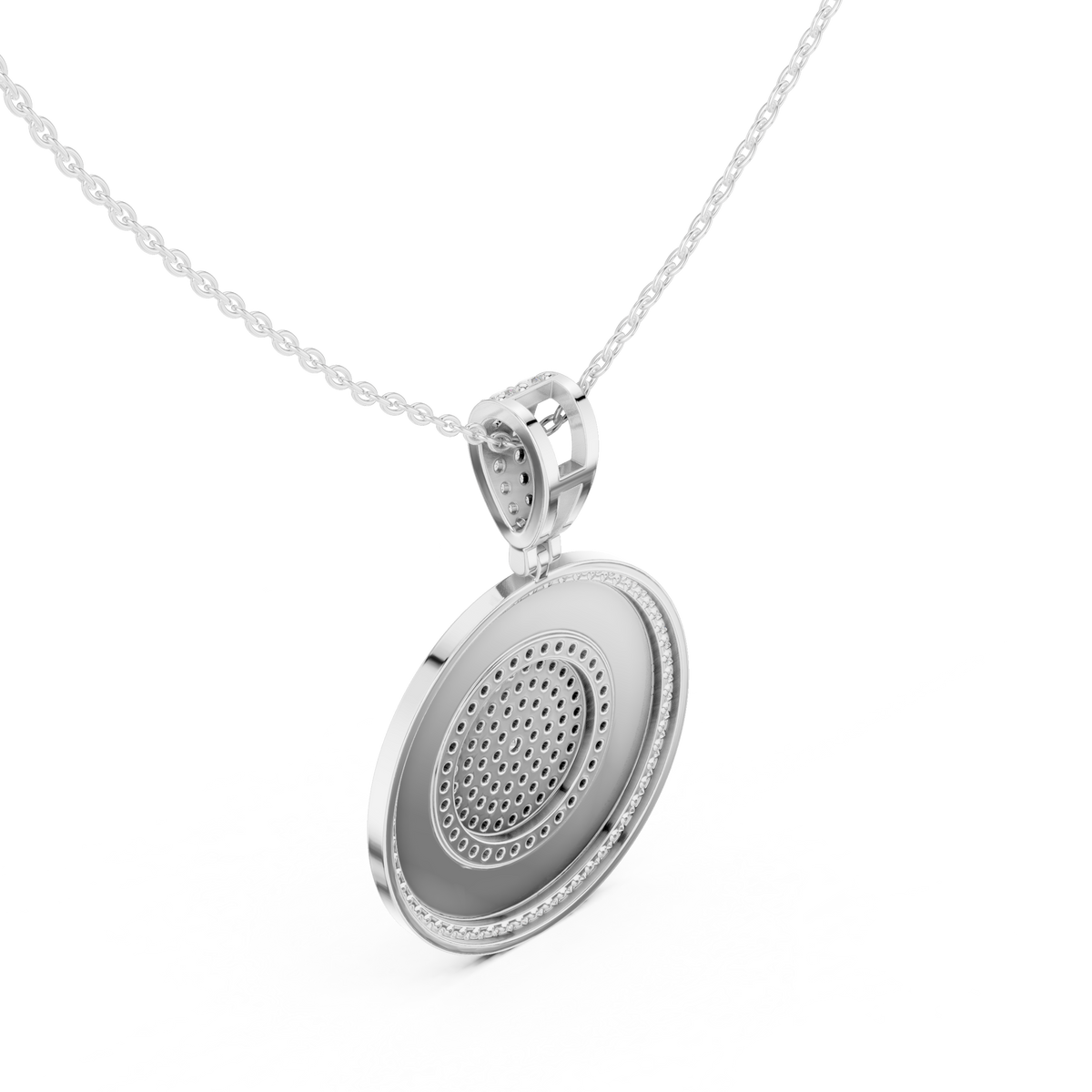 Circular Maze Motif Statement Charm Pendant Round Lab Grown Diamond - View 9