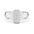 Round Cut Moissanite Diamond Men's Geometric Elongated Medallion Wedding Ring - View 3
