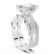 Emerald Cut Moissanite Diamond Women's Crisscross Split Band Gold Ring - View 12