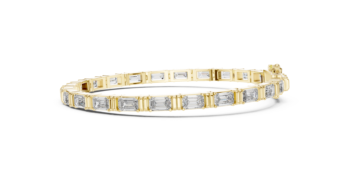 Emerald Cut Moissanite Diamond Contemporary Tennis Bracelet - View 4