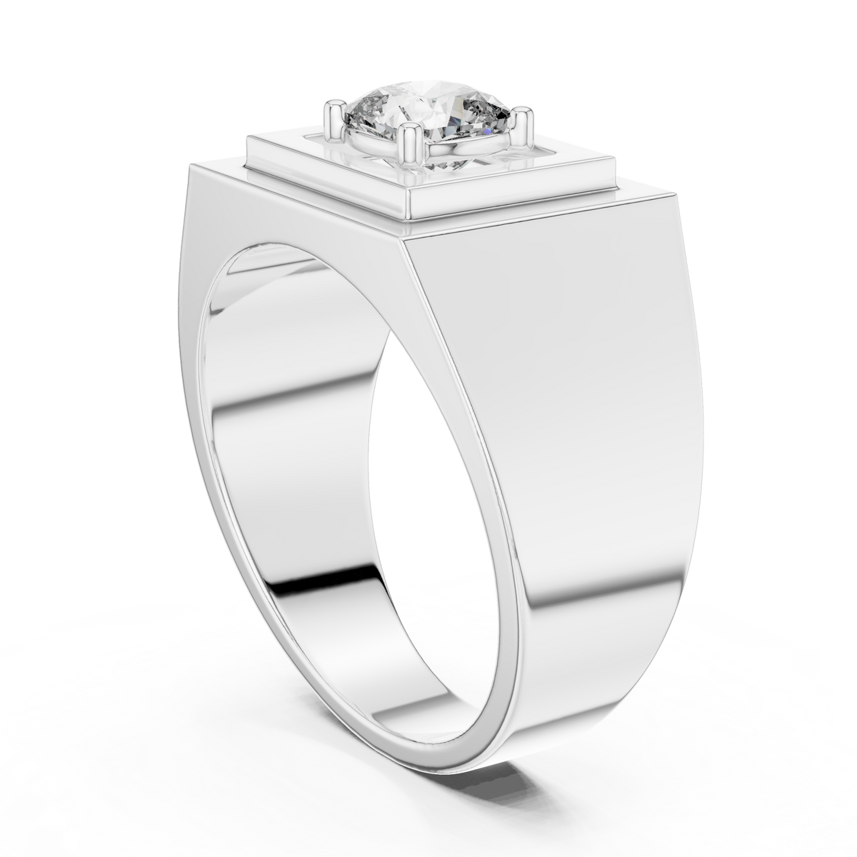 Cushion Cut Moissanite Diamond Men's Square Signet Ring - View 12