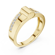 Round Cut Moissanite Diamond Men's Two Side Channel Set Gold Band - View 2