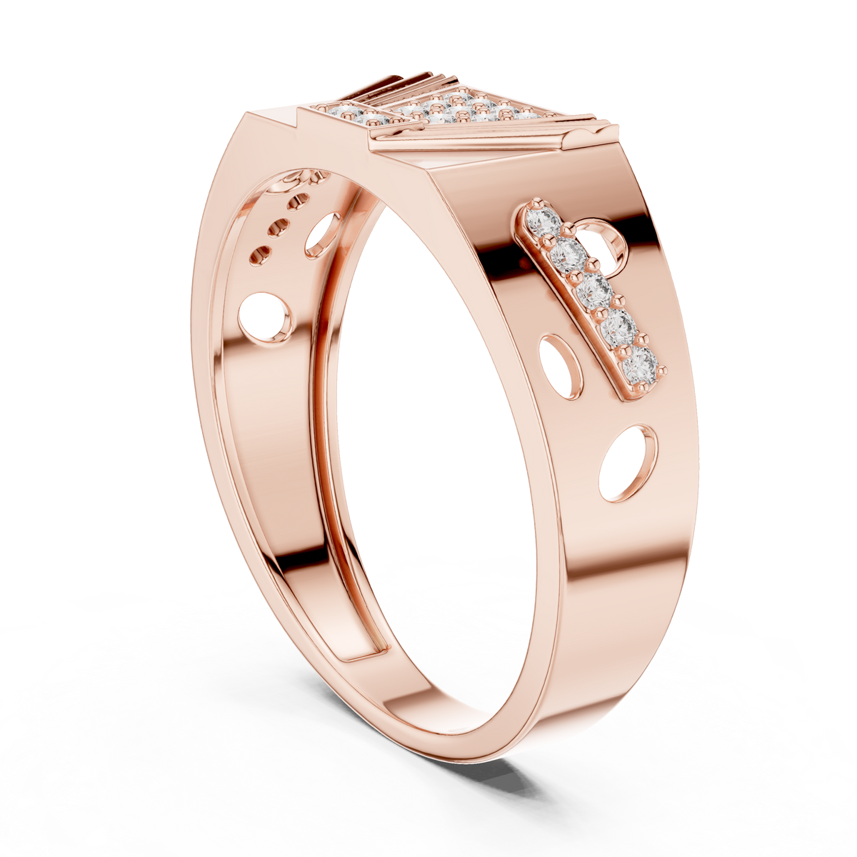 Round Cut Lab Grown Diamond Men's Modern Openwork Orbital Cutout Engagement Ring - View 8