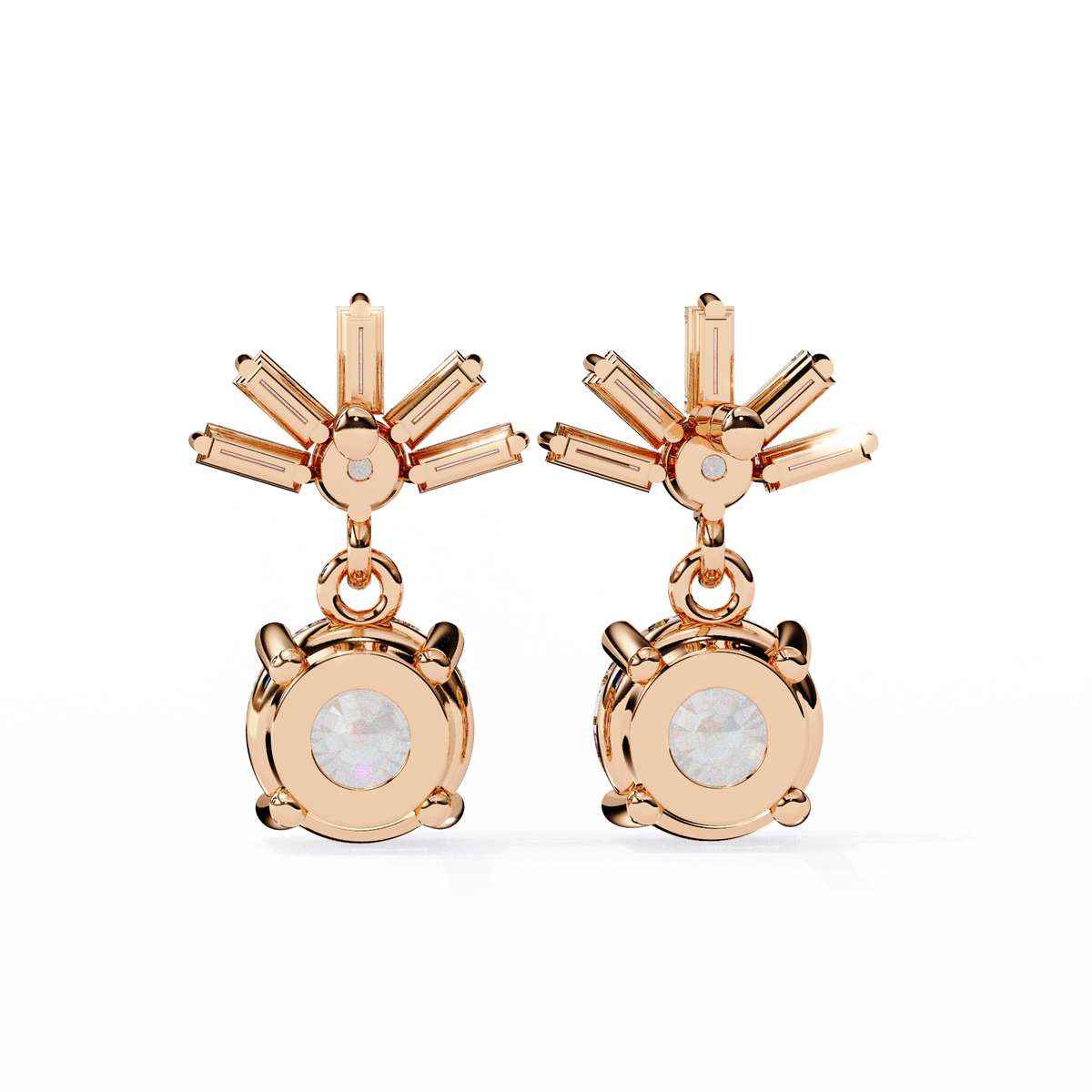 Stunning Lab Created Diamond Baguette and Round Brilliant Harmony Earring - View 5