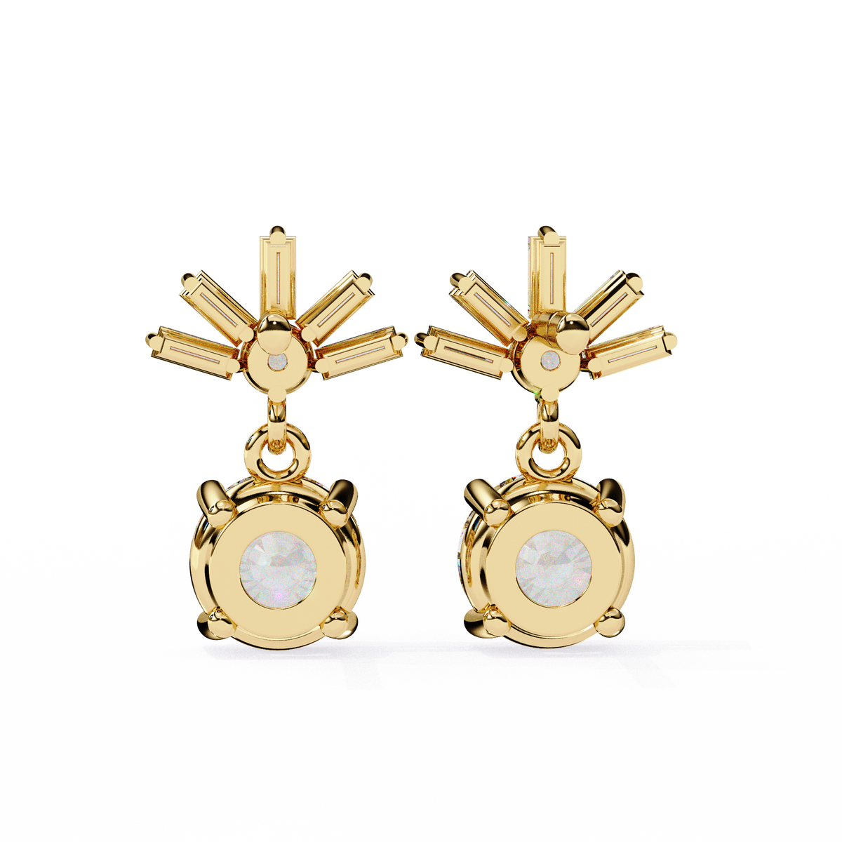 Stunning Lab Created Diamond Baguette and Round Brilliant Harmony Earring - View 7