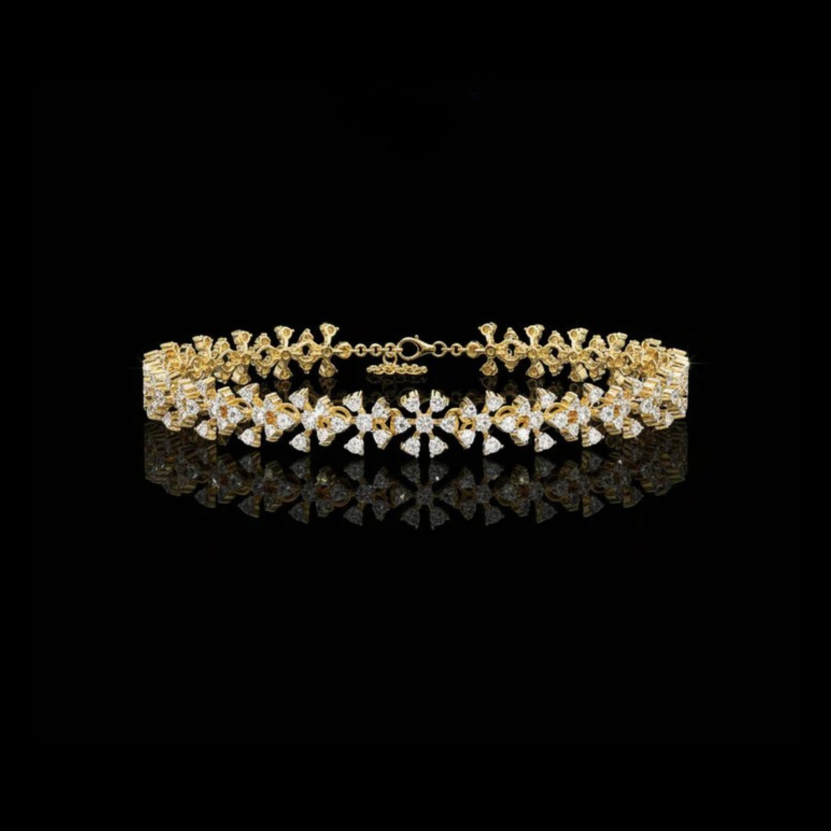 Round Cut Lab Diamond Statement Floral Bracelet