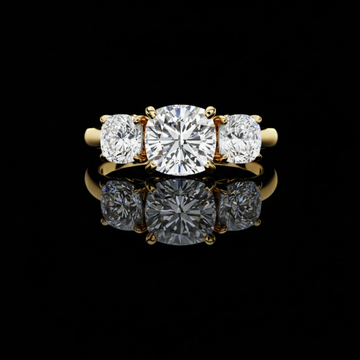 Cushion Three Stone Lab Diamond Engagement Ring For Her