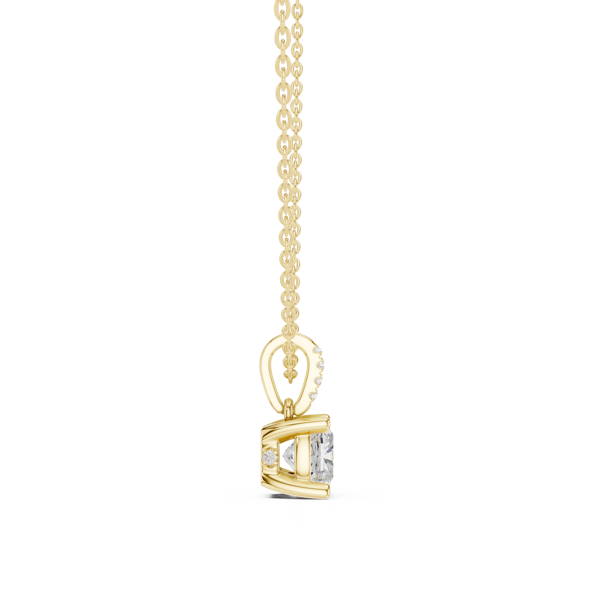 Cushion Cut Lab Grown Diamond Solitaire Pendant - View 7