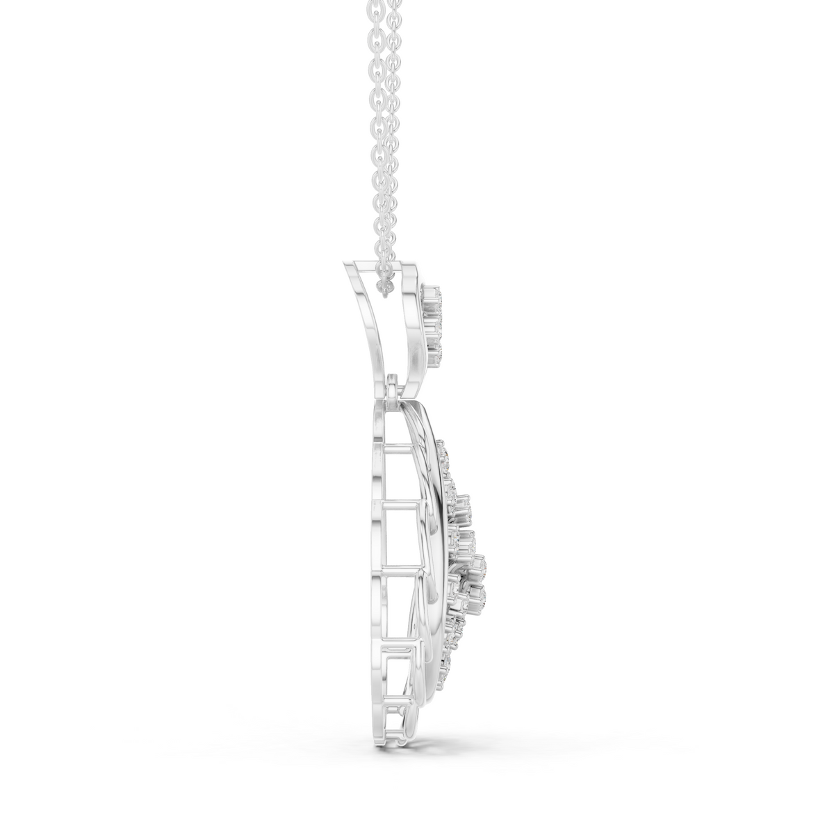Round Cut Moissanite Diamond Pear Drop Openwork Pendant - View 6