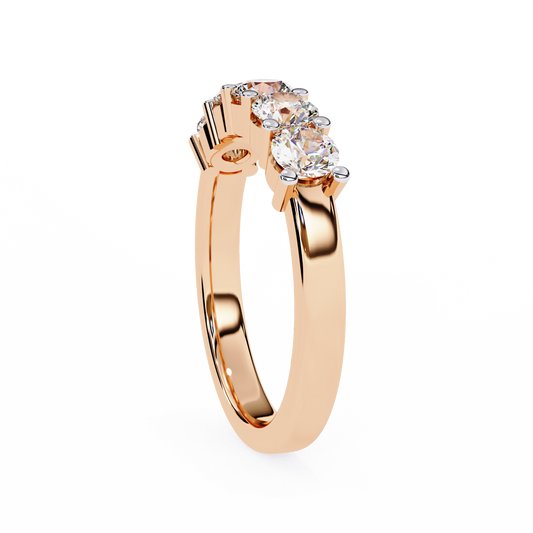 Round Cut Five Stone Moissanite Anniversary Band Wedding Ring - View 2