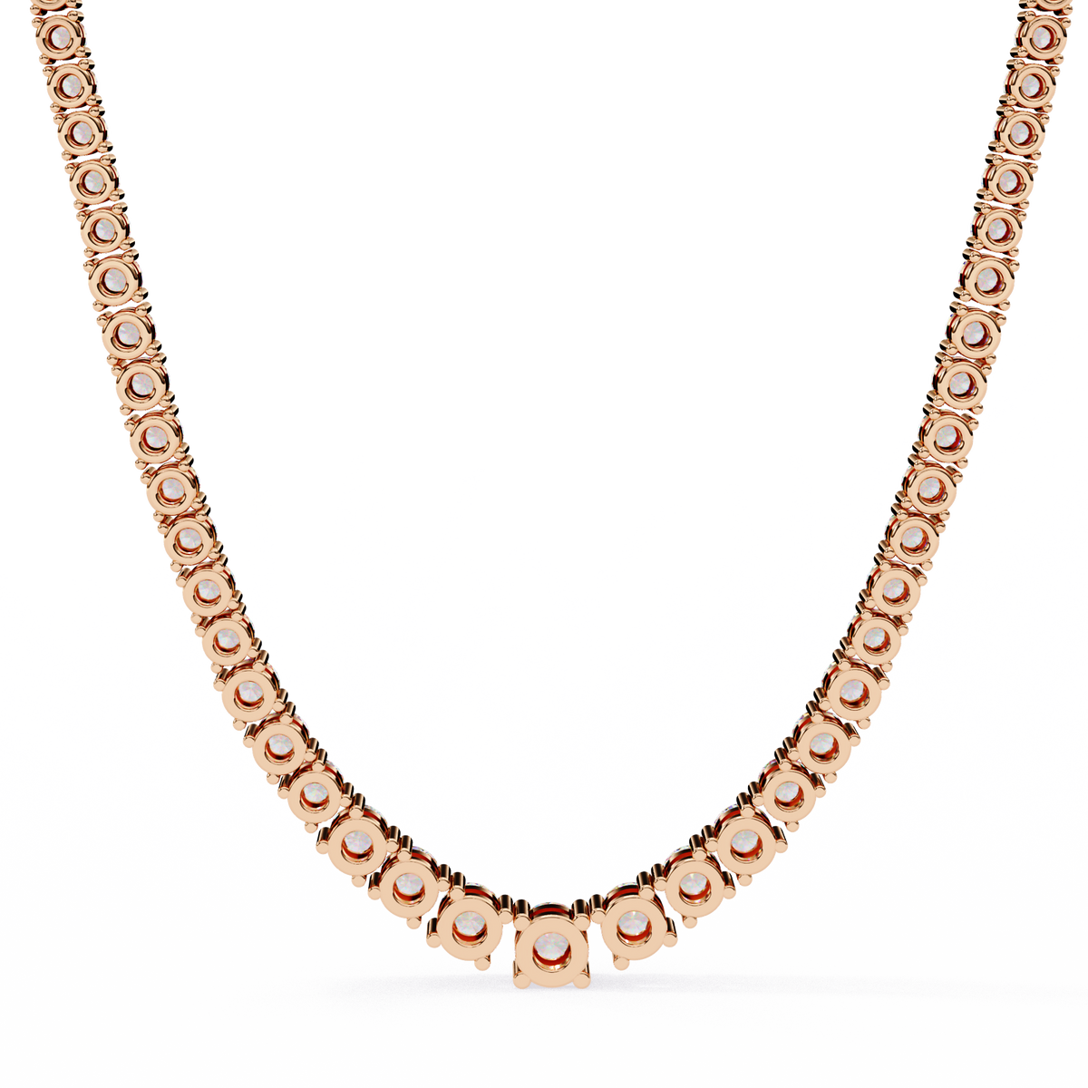 Round Cut Lab Grown Diamond Tennis V Necklace - View 9