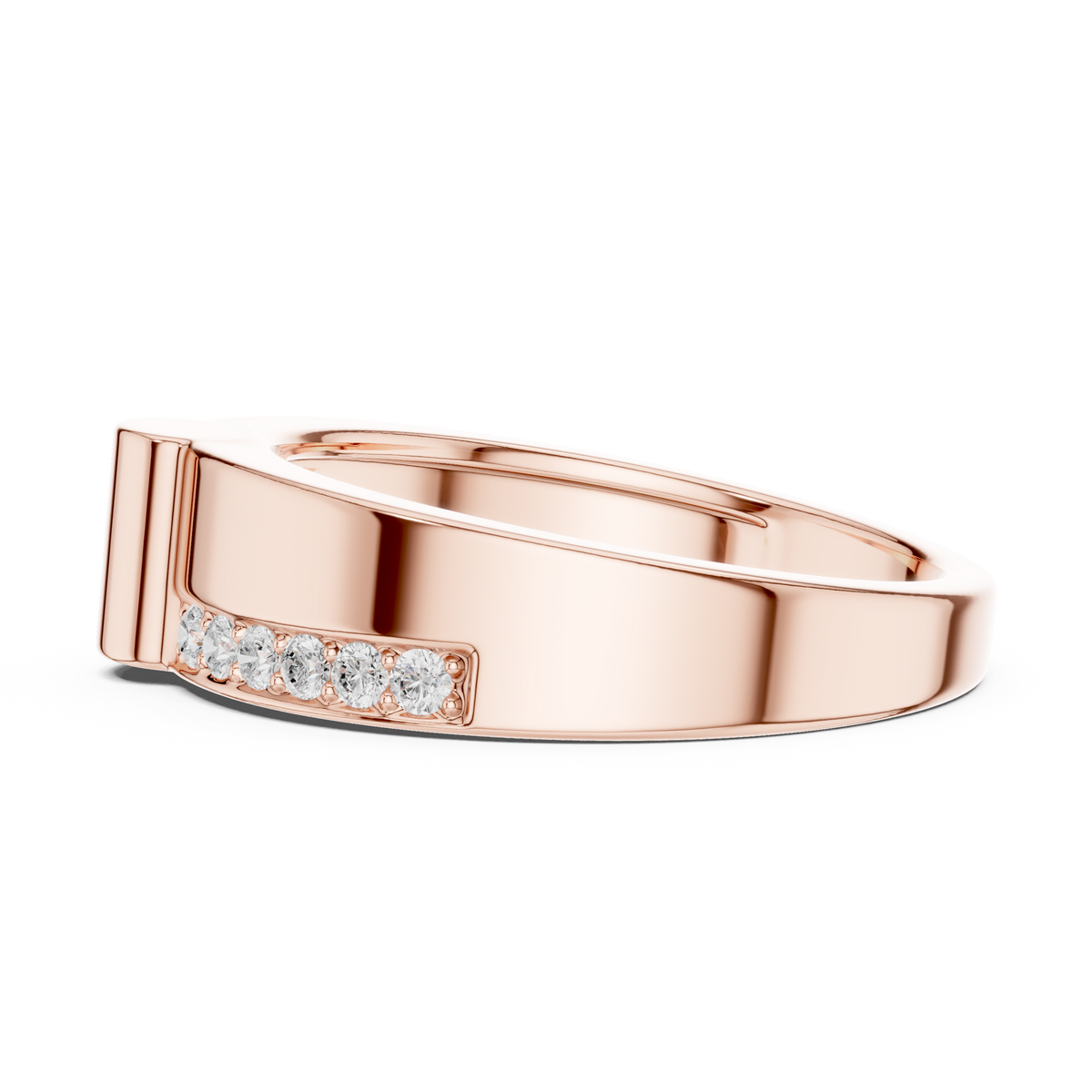 Round Cut Moissanite Diamond Men's Two Side Channel Set Gold Band - View 9