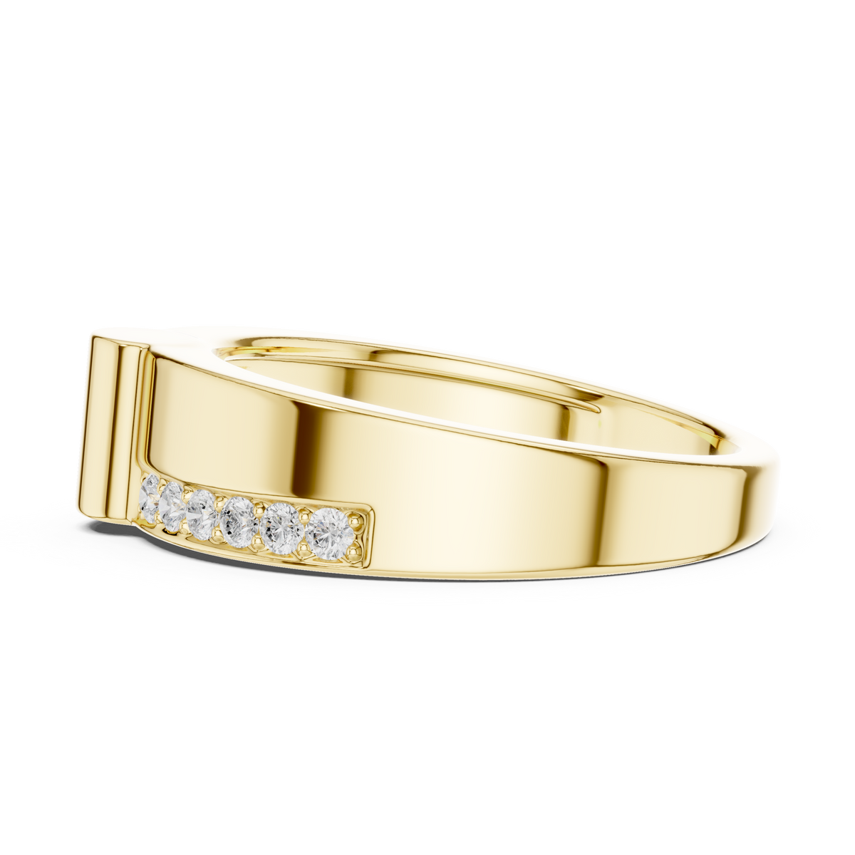 Round Cut Moissanite Diamond Men's Two Side Channel Set Gold Band - View 8