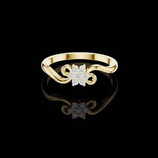 Round Moissanite Diamond Floral Swirl Delicate Ring