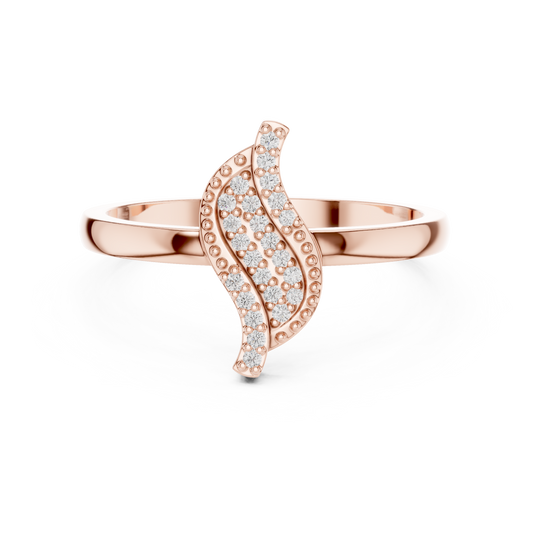 Round Cut Moissanite Diamond Leaf Motif Gold Anniversary Ring - View 2