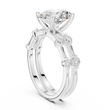 Handcrafted Oval Cut Lab Diamond Split Shank Ring with Diamond Accents - View 12