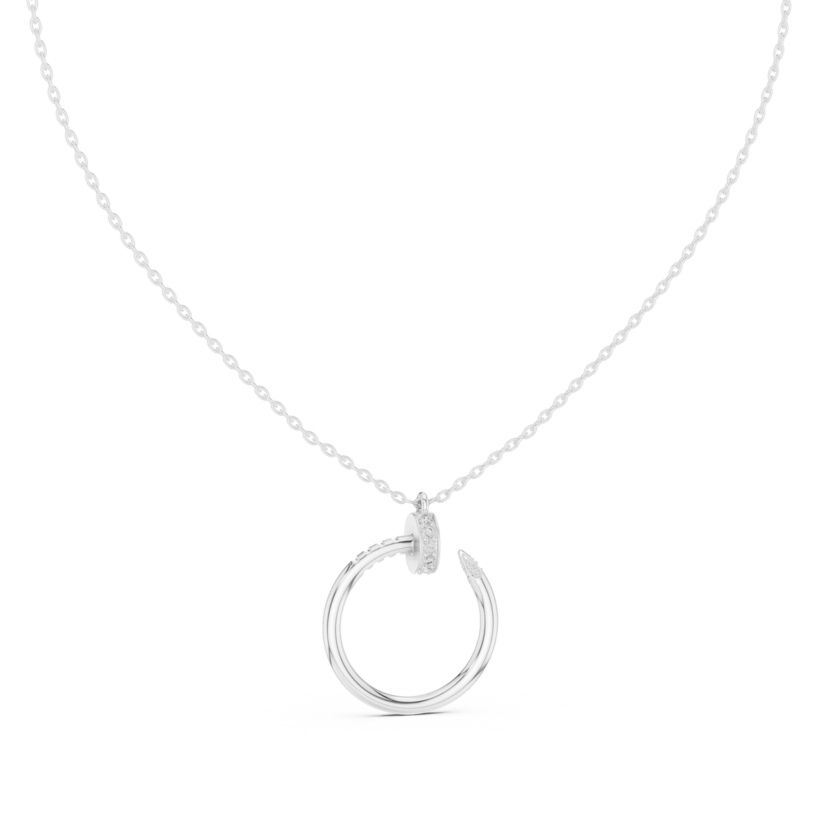 Spiral Hardware Pattern Statement Pendant with Round Moissanite Diamond - View 9