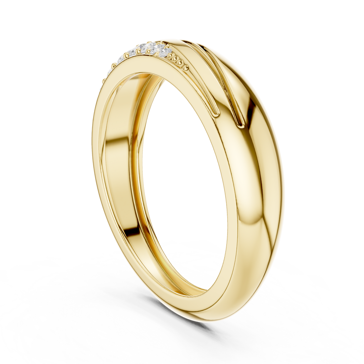 Round Cut Moissanite Diamond Men's Single Row Channel Accent Gold Ring - View 5