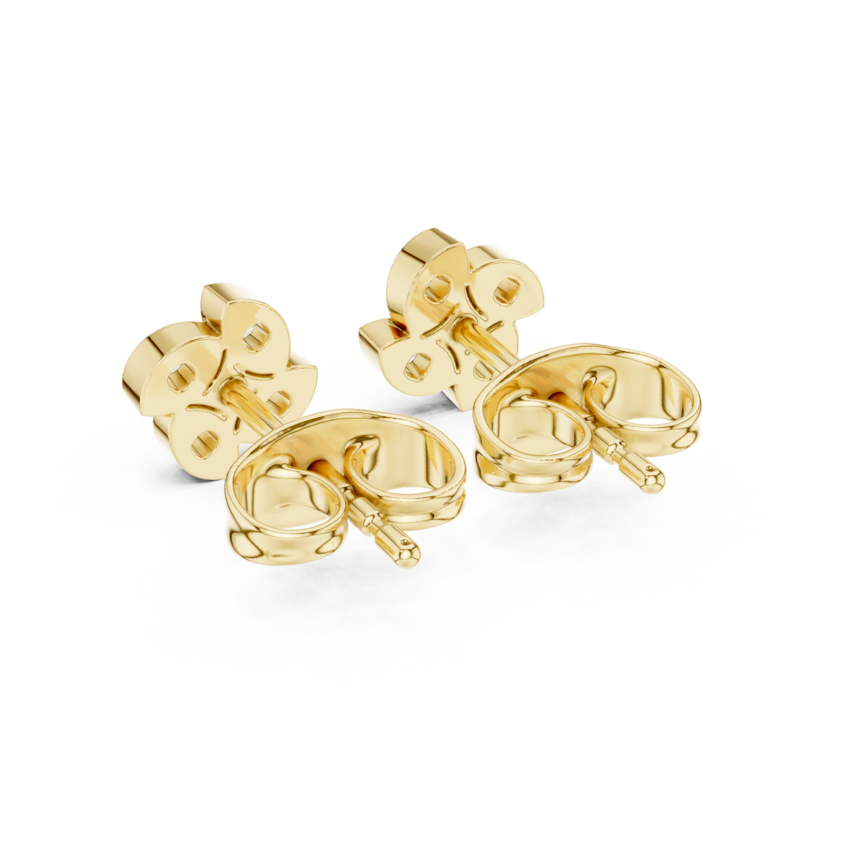 Soft Floral Geometry Petal Curve Round Lab Diamond Stud Earrings - View 10