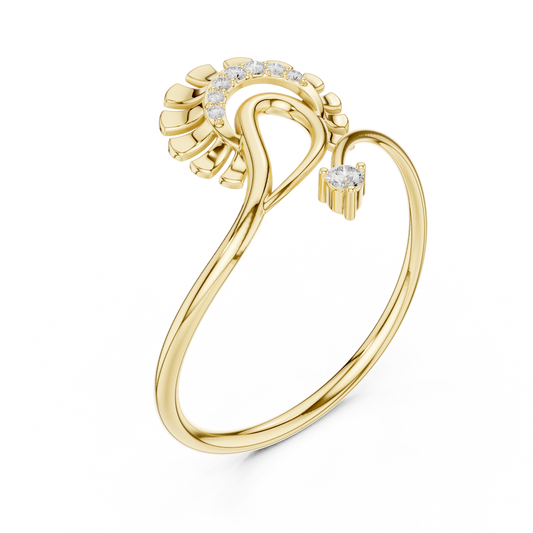 Sunburst Open Bypass Round Lab Diamond Statement Engagement Ring - View 2