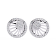 Radiant Sunburst Lab Diamond Stud Earrings with Sparkling Diamond Cluster - View 3