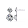 Sunburst Floral Halo Round Brilliant Lab Grown Diamond Drop Earring - View 4
