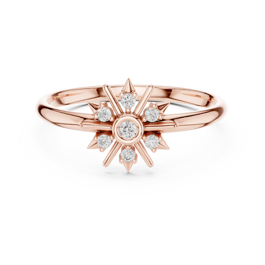 Round Cut Moissanite Diamond Ring With Brilliant Accents - View 2
