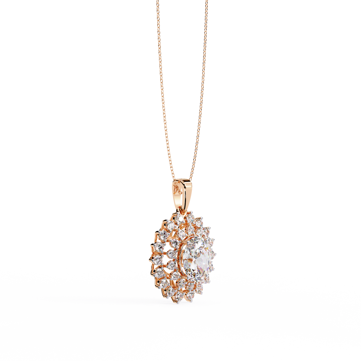 Round Sunburst Inspired Lab Grown Diamond Necklace - View 3