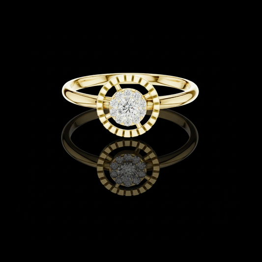 Round Lab Diamond Halo Cluster Split Ring