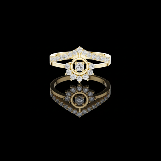 Sun Burst Style Round Cut Lab Diamond Engagement Ring
