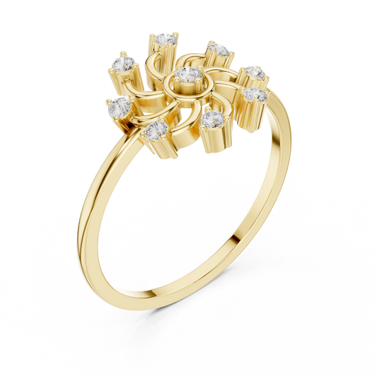 Floral Spiral Moissanite Diamond Statement Ring - View 2